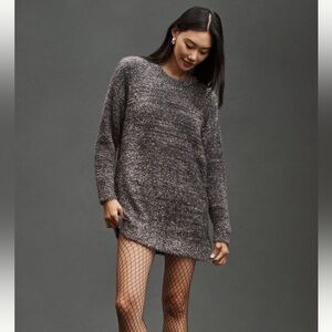 Anthropologie Eyelash Knit Mini Dress – Grey/Silver – Perfect for the Holidays!